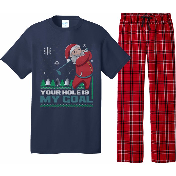 Your Hole Is My Goal Santa Claus Golf Ugly Christmas Sweater Pajama Set