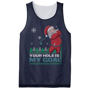 Your Hole Is My Goal Santa Claus Golf Ugly Christmas Sweater Mesh Reversible Basketball Jersey Tank