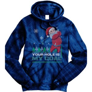 Your Hole Is My Goal Santa Claus Golf Ugly Christmas Sweater Tie Dye Hoodie