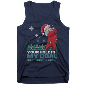 Your Hole Is My Goal Santa Claus Golf Ugly Christmas Sweater Tank Top