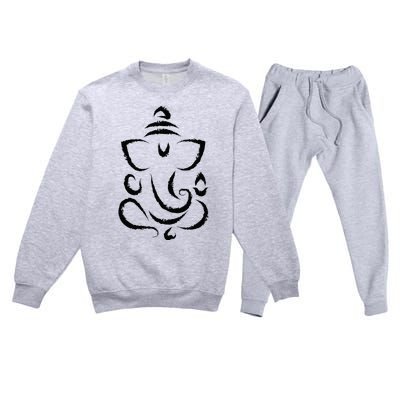 Yoga Hindu Indian Meditation Deepavali Diwali Rangoli Ganesh Premium Crewneck Sweatsuit Set