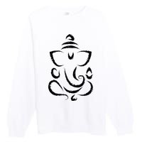 Yoga Hindu Indian Meditation Deepavali Diwali Rangoli Ganesh Premium Crewneck Sweatshirt