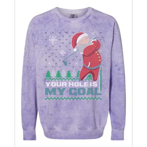 Your Hole Is My Goal Santa Claus Golf Ugly Christmas Cool Gift Colorblast Crewneck Sweatshirt