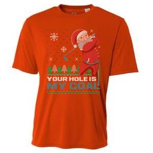 Your Hole Is My Goal Santa Claus Golf Ugly Christmas Cool Gift Cooling Performance Crew T-Shirt