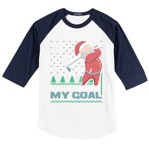 Your Hole Is My Goal Santa Claus Golf Ugly Christmas Cool Gift Baseball Sleeve Shirt