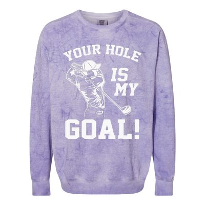 Your Hole Is My Goal Golf Player Golfing Humor Pun Colorblast Crewneck Sweatshirt