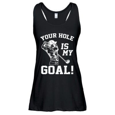 Your Hole Is My Goal Golf Player Golfing Humor Pun Ladies Essential Flowy Tank