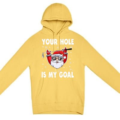 Your Hole Is My Goal Funny Santa Claus Golf Christmas Quotes Gift Premium Pullover Hoodie