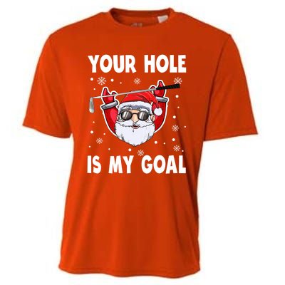 Your Hole Is My Goal Funny Santa Claus Golf Christmas Quotes Gift Cooling Performance Crew T-Shirt