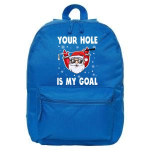 Your Hole Is My Goal Funny Santa Claus Golf Christmas Quotes Gift 16 in Basic Backpack