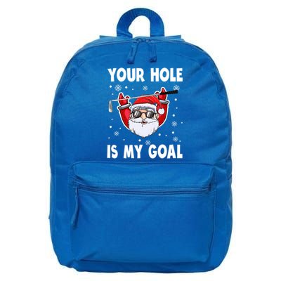 Your Hole Is My Goal Funny Santa Claus Golf Christmas Quotes Gift 16 in Basic Backpack