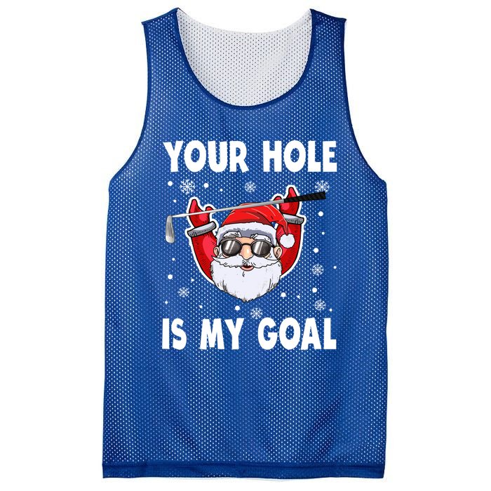 Your Hole Is My Goal Funny Santa Claus Golf Christmas Quotes Gift Mesh Reversible Basketball Jersey Tank