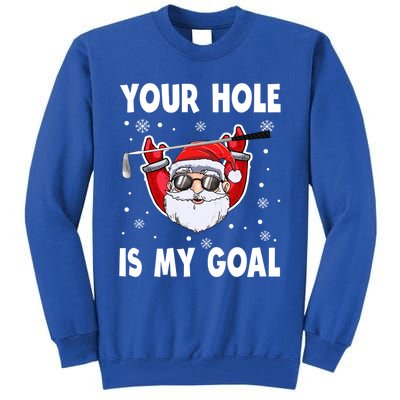 Your Hole Is My Goal Funny Santa Claus Golf Christmas Quotes Gift Tall Sweatshirt