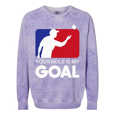 Your Hole is my Goal Funny Cornhole Player Bean Bag Game Colorblast Crewneck Sweatshirt