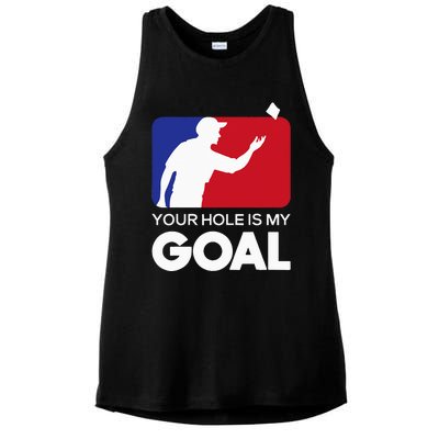 Your Hole is my Goal Funny Cornhole Player Bean Bag Game Ladies PosiCharge Tri-Blend Wicking Tank