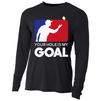 Your Hole is my Goal Funny Cornhole Player Bean Bag Game Cooling Performance Long Sleeve Crew