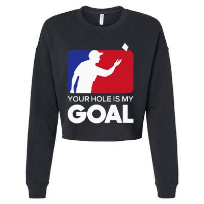 Your Hole is my Goal Funny Cornhole Player Bean Bag Game Cropped Pullover Crew