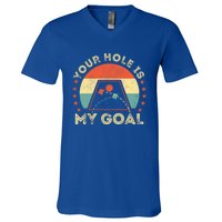 Your Hole Is My Goal Cornhole Dad Cornhole Champion Champ Cool Gift V-Neck T-Shirt