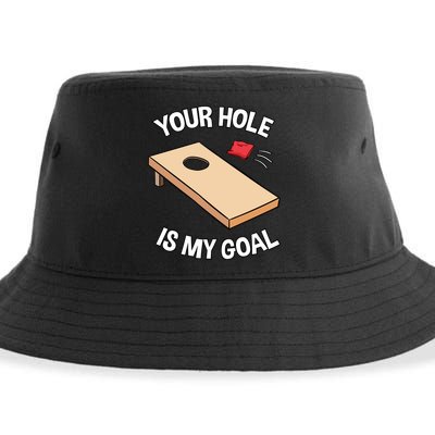 Your Hole Is My Goal Cornhole Team Bean Bag Lover Gift Sustainable Bucket Hat