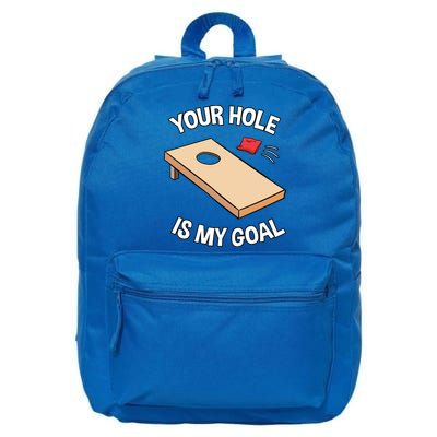 Your Hole Is My Goal Cornhole Team Bean Bag Lover Gift 16 in Basic Backpack