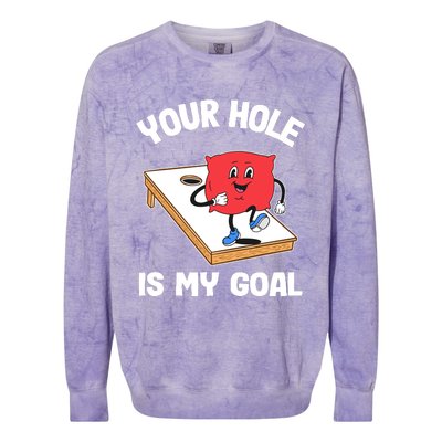 Your Hole Is My Goal Corn Hole Bean Bag Sarcastic Cornhole Colorblast Crewneck Sweatshirt