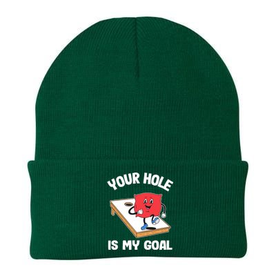 Your Hole Is My Goal Corn Hole Bean Bag Sarcastic Cornhole Knit Cap Winter Beanie