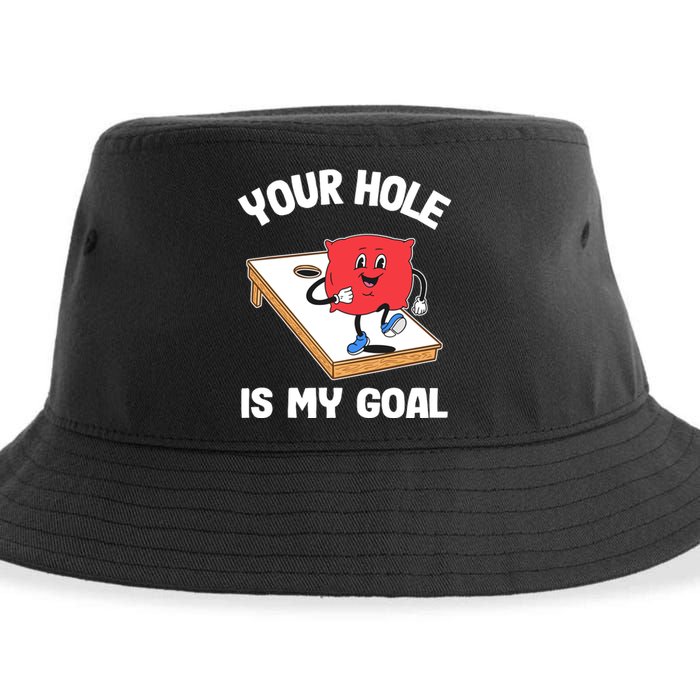 Your Hole Is My Goal Corn Hole Bean Bag Sarcastic Cornhole Sustainable Bucket Hat