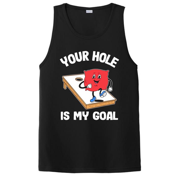 Your Hole Is My Goal Corn Hole Bean Bag Sarcastic Cornhole PosiCharge Competitor Tank