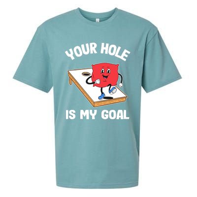 Your Hole Is My Goal Corn Hole Bean Bag Sarcastic Cornhole Sueded Cloud Jersey T-Shirt