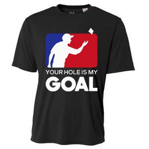 Your Hole Is My Goal Funny Cornhole Player Bean Bag Game Cooling Performance Crew T-Shirt