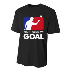 Your Hole Is My Goal Funny Cornhole Player Bean Bag Game Youth Performance Sprint T-Shirt