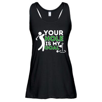 Your Hole Is My Goal Golf Player Golfing Humor Pun Ladies Essential Flowy Tank