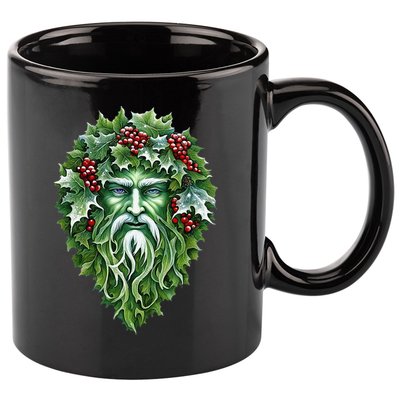 Yule Holly King Green 11oz C Handle Ceramic Mug
