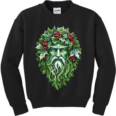 Yule Holly King Green Kids Sweatshirt