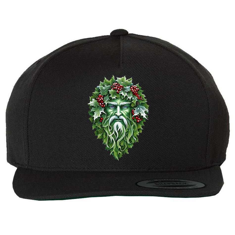 Yule Holly King Green Wool Snapback Cap