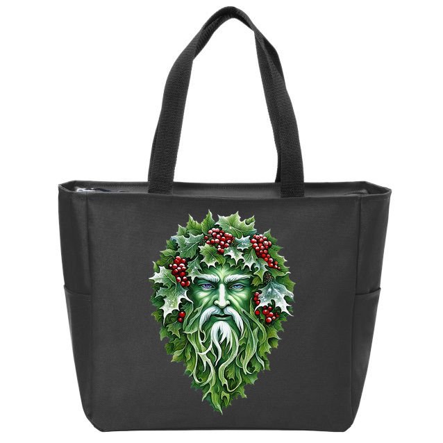 Yule Holly King Green Zip Tote Bag