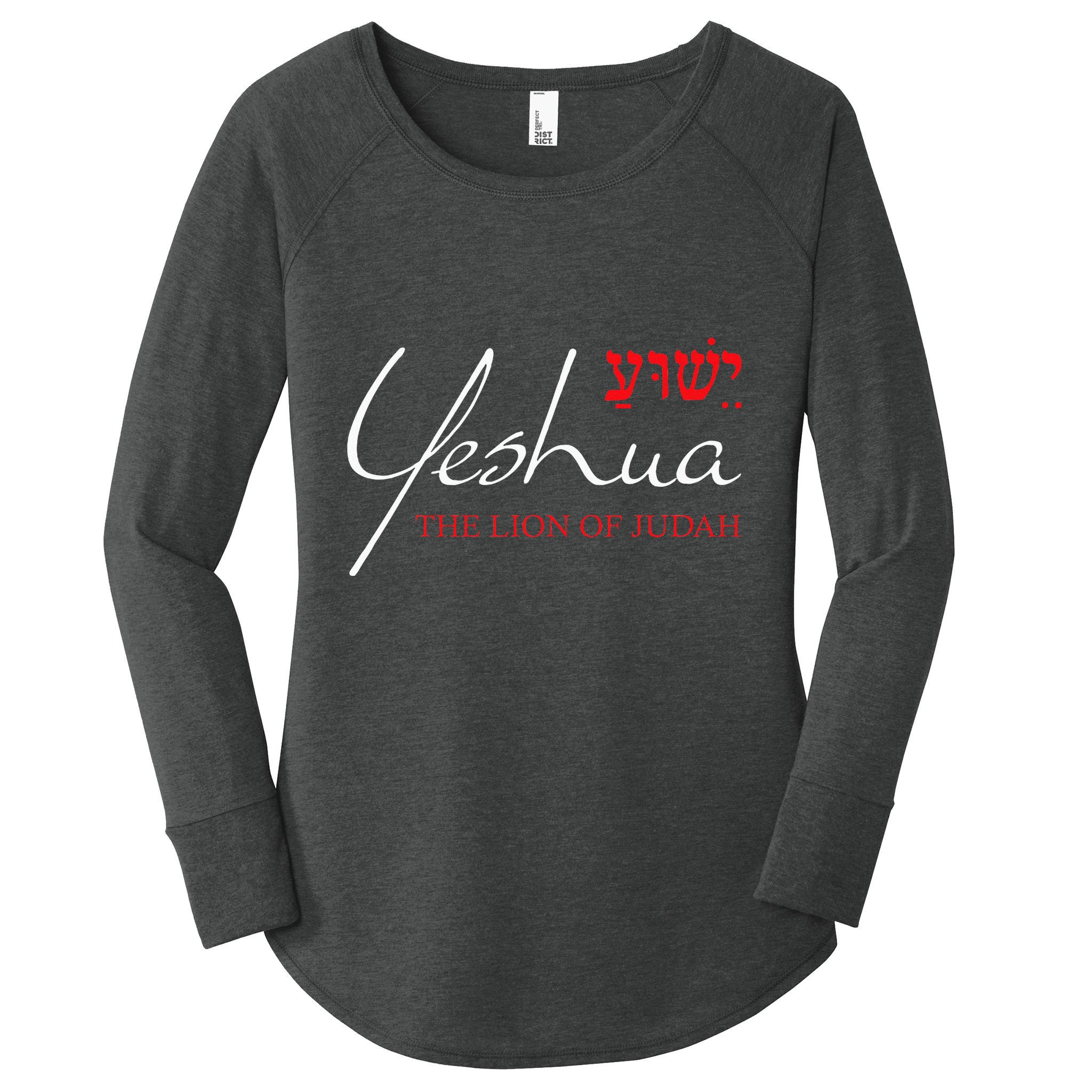 Yeshua Hebrew Lion Of Judah Christian Women's Perfect Tri Tunic Long Sleeve Shirt