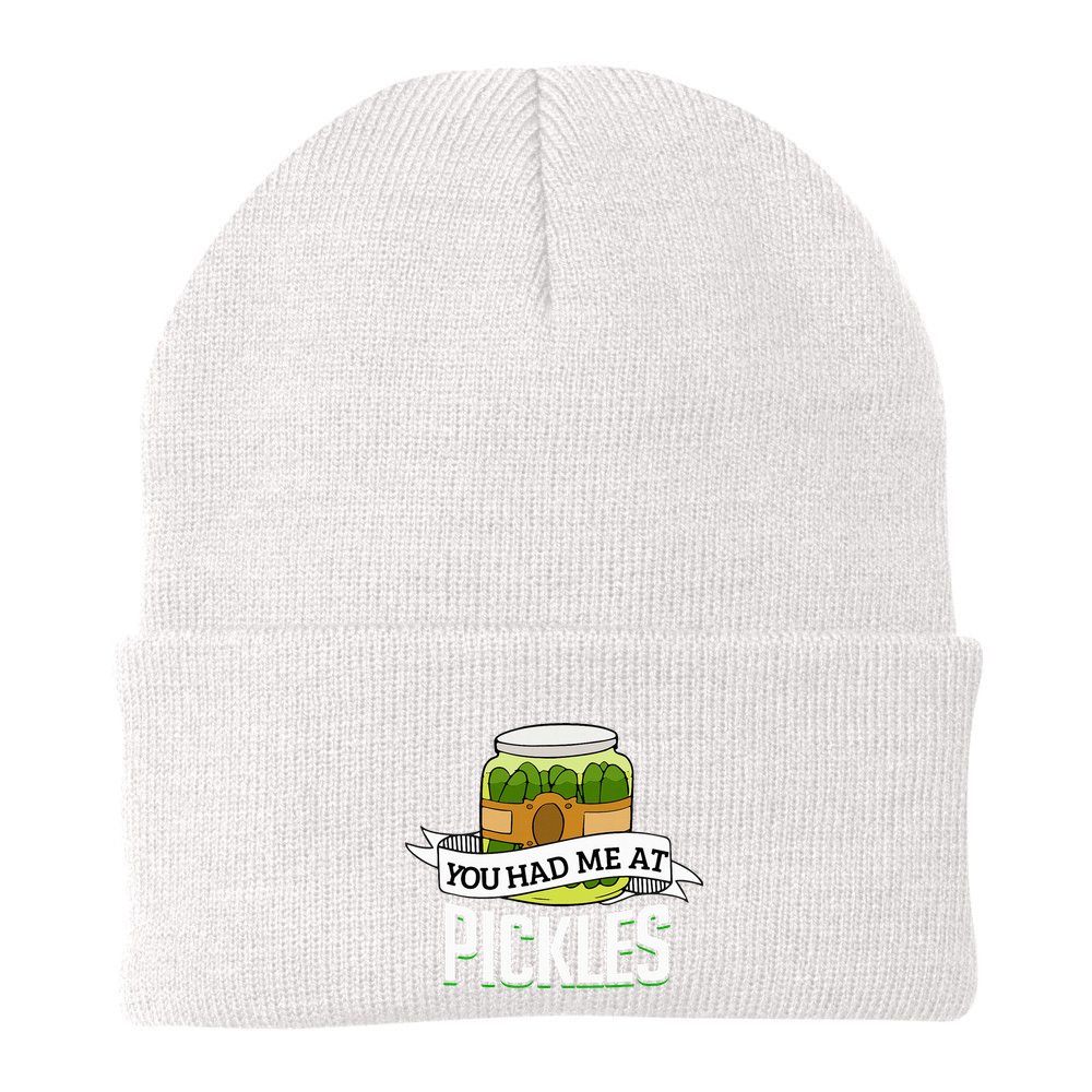 You Had Me At Pickles Funny Pickle Lover Food Quote Beanie