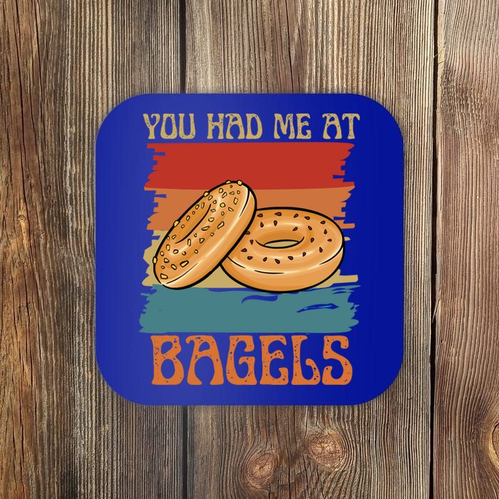 You Had Me At Bagels Funny Bagel Lover Retro Vintage Art Gift Coaster