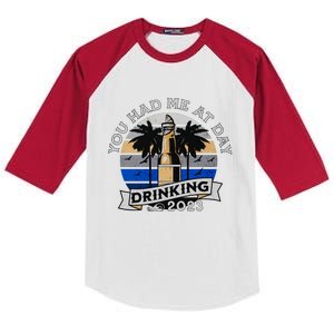 You Had Me At Day Drinking Beer Lover Drinking Buddies Beer Drinking Festival Kids Colorblock Raglan Jersey