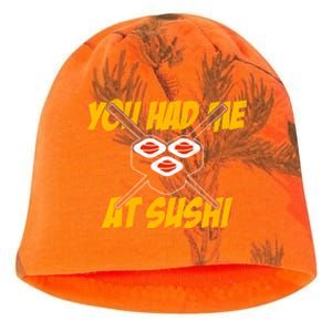 You Had Me At Sushi Distressed Funny Sushi Lover Gift Kati - Camo Knit Beanie