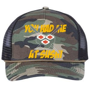 You Had Me At Sushi Distressed Funny Sushi Lover Gift Retro Rope Trucker Hat Cap