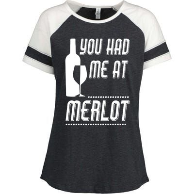 You Had Me At Merlot Enza Ladies Jersey Colorblock Tee