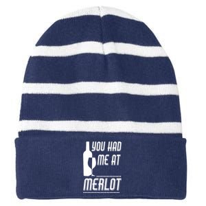 You Had Me At Merlot Striped Beanie with Solid Band