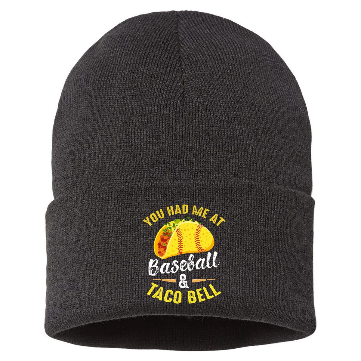 You Had Me At Baseball And Taco Bell Funny Gift  Sustainable Knit Beanie