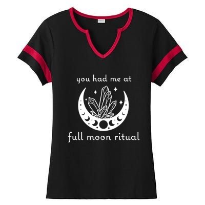 You Had Me At Full Moon Ritual Moon Phase Witch Tarot Gift Ladies Halftime Notch Neck Tee