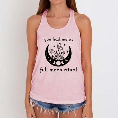 You Had Me At Full Moon Ritual Moon Phase Witch Tarot Gift Women's Knotted Racerback Tank