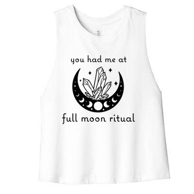 You Had Me At Full Moon Ritual Moon Phase Witch Tarot Gift Women's Racerback Cropped Tank