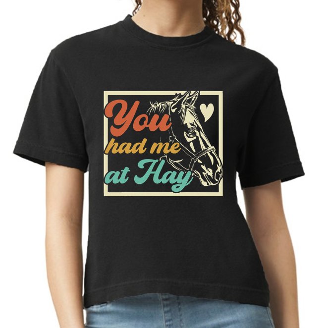 You Had Me At Hay Horse Pony Equestrian Horseback Riding Comfort Colors Boxy T-Shirt