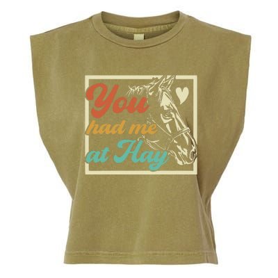 You Had Me At Hay Horse Pony Equestrian Horseback Riding Garment-Dyed Women's Muscle Tee